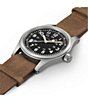 Color:Brown - Image 3 - Men's Khaki Field Mechanical Brown NATO Leather Strap Watch