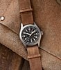 Color:Brown - Image 5 - Men's Khaki Field Mechanical Brown NATO Leather Strap Watch