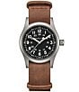 Hamilton Men's Khaki Field Mechanical Brown NATO Leather Strap Watch, Color:Brown/Black - Image 1