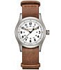 Hamilton Men's Khaki Field Mechanical Brown NATO Leather Strap Watch, Color:Brown/White - Image 1