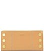Color:Toasted Tan/Brushed Gold - Image 1 - 110 North Pebble Leather Gold Studded Checkbook Wallet