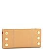 Color:Toasted Tan/Brushed Gold - Image 2 - 110 North Pebble Leather Gold Studded Checkbook Wallet