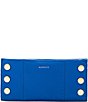 Color:Avenue Blue/Brushed Gold - Image 1 - 110 North Pebble Leather Gold Studded Checkbook Wallet