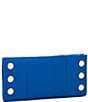 Color:Avenue Blue/Brushed Gold - Image 2 - 110 North Pebble Leather Gold Studded Checkbook Wallet