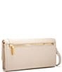 Color:Chateau Cream/Brushed Gold - Image 2 - AJ Leather Studded Snap Clutch Crossbody Bag
