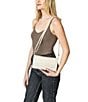 Color:Chateau Cream/Brushed Gold - Image 5 - AJ Leather Studded Snap Clutch Crossbody Bag