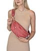 Color:Rouge Pink/Brushed Gold - Image 4 - Classic Charles Red Zipper Belt Bag