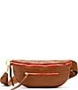 Color:Mahogany Pebble/Brushed Gold Red Zip - Image 1 - Classic Charles Red Zipper Belt Bag