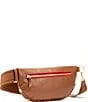 Color:Mahogany Pebble/Brushed Gold Red Zip - Image 2 - Classic Charles Red Zipper Belt Bag