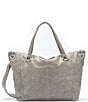 Color:Pewter/Brushed Silver - Image 2 - Daniel Large Silver Studded Soft Leather Satchel Tote Bag