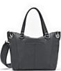 Color:Black/Gunmetal - Image 2 - Daniel Leather Studded Medium Crossbody Satchel Bag