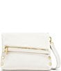 Color:Calla Lily White/Brushed Gold - Image 1 - Fold-Over VIP White Leather Medium Crossbody Bag