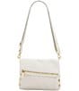 Color:Calla Lily White/Brushed Gold - Image 4 - Fold-Over VIP White Leather Medium Crossbody Bag