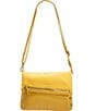 Color:Sacha Yellow/Brushed Gold - Image 4 - Fold-Over VIP Leather Medium Gold Hardware Crossbody Bag