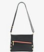 Hammitt VIP Medium Fold Over Leather Gold Hardware Crossbody Bag, Color:Black/Brushed Gold/Red Zip - Image 5