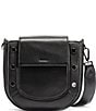 Color:Black/Gunmetal - Image 1 - Gunmetal Hardware Kayce Medium Pebble Leather Magnetic Saddle Crossbody Bag