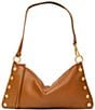 Hammitt Kyle Medium Gold Stud Slouch Shoulder Bag, Color:Mahogany Pebble/Brushed Gold/Red Zip - Image 1