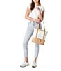 Color:Tan Canvas/Brushed Gold - Image 5 - Manhattan Beach Tote Bag
