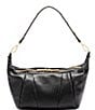 Color:Black/Brushed Gold/Red Zipper - Image 1 - Morgan Leather Gold Studded Shoulder Hobo Bag