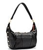 Hammitt Morgan Leather Gold Studded Shoulder Hobo Bag, Color:Black/Brushed Gold/Red Zipper - Image 2