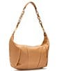 Color:Toast Tan/Brushed Gold - Image 2 - Morgan Leather Linked Chain Shoulder Bag