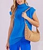 Color:Toast Tan/Brushed Gold - Image 4 - Morgan Leather Linked Chain Shoulder Bag