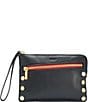 Color:Black/Brushed Gold/Red Zipper - Image 1 - Nash Small Convertible Leather Red Zipper Crossbody Bag