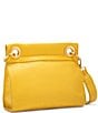 Color:Sacha Yellow/Brushed Gold - Image 2 - Tony Gold Tone Grommet Studded Leather Crossbody Bag