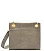 Color:Pewter/Brushed Gold/Red Zipper - Image 2 - Tony Grommet Pewter Studded Leather Red Zip Crossbody Bag