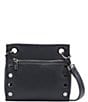 Color:Black/Gunmetal - Image 1 - Tony Grommet Studded Black Leather Crossbody Bag