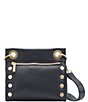 Color:Black/Brushed Gold - Image 1 - Tony Grommet Studded Leather Crossbody Bag