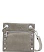 Color:Pewter/Brushed Silver - Image 1 - Tony Grommet Studded Pewter Leather Crossbody Bag