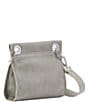 Color:Pewter/Brushed Silver - Image 2 - Tony Grommet Studded Pewter Leather Crossbody Bag