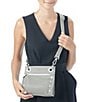 Color:Pewter/Brushed Silver - Image 4 - Tony Grommet Studded Pewter Leather Crossbody Bag