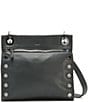 Color:Black/Gunmetal - Image 1 - Tony Gunmetal Hardware Studded Medium Crossbody Bag