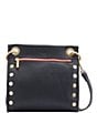 Color:Black/Brushed Gold/Red Zipper - Image 1 - Tony Medium Leather Gold Studded Red Zipper Crossbody Bag