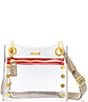 Color:Clear/Brushed Gold/Pewter/Red Zipper - Image 1 - Tony Small Clear Grommet Studded Crossbody Bag