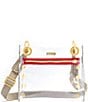 Color:Clear/Brushed Gold/Pewter/Red Zipper - Image 2 - Tony Small Clear Grommet Studded Crossbody Bag