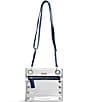 Color:Clear/Silver/Indigo - Image 4 - Tony Small Clear Grommet Studded Zip Crossbody Bag