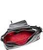 Color:Black/Gunmetal - Image 3 - VIP Satchel Gunmetal Studded Leather Shoulder Bag