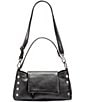 Color:Black/Gunmetal - Image 4 - VIP Satchel Gunmetal Studded Leather Shoulder Bag