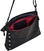 Color:Black/Gunmetal/Red Zipper - Image 3 - VIP Black Fold-Over Large Crossbody Bag