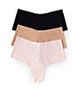 Color:Taupe/Black/Bliss - Image 1 - Breathe Soft High-Rise Thong 3-Pack