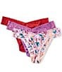 Hanky Panky Original Rise Thongs 3-Pack, Color:Merlot/Peach/Buy Myself Flowers - Image 2