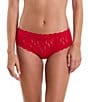 Hanky Panky Signature Lace Key Hole Cheeky Bikini Panty, Color:Red - Image 1