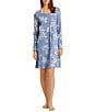 Hanro Floral Jersey Knit Long Sleeve V-Neck Nightgown, Color:Pearly Flowers - Image 1