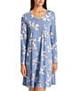 Hanro Floral Jersey Knit Long Sleeve V-Neck Nightgown, Color:Pearly Flowers - Image 2