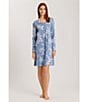 Hanro Floral Jersey Knit Long Sleeve V-Neck Nightgown, Color:Pearly Flowers - Image 4