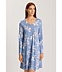 Hanro Floral Jersey Knit Long Sleeve V-Neck Nightgown, Color:Pearly Flowers - Image 6