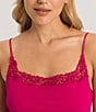 Color:Fuchsia - Image 3 - Michelle Sleeveless Lace Trim Interlock Knit Chemise